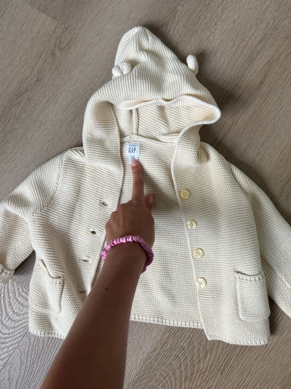 GAP Cream & Pink Knit Hoodies and Striped Sweater Set sizes 6-24 months